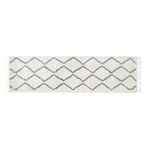 new Wild Sage Abigail Diamond 2' 3" x 7' Shag Runner Rug in Ivory w/ Dark Gray